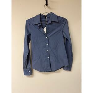 Theory Essential Striped Collared Button-Down Shirt Blue/White Women’s Size S